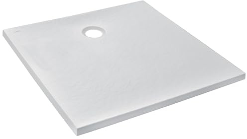 Jacob Delafon - Receveur de Douche Extra-Plat IPSO - 90x90x3,5 cm - Fabrication Française - Matériaux Recyclés - Sans Ressaut - Antidérapant & Antifongique - Texture Pierre, Blanc Mat - E62301-WPM