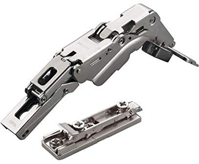 2 x Salice Topfband 155° Serie 200 Bohrbild T45 Eckanschlag inkl. Linear-Montageplatte Höhe 3 mm mit vormontierten Euroschrauben und Exzenterverstellung Schrankscharnier von SO-TECH®