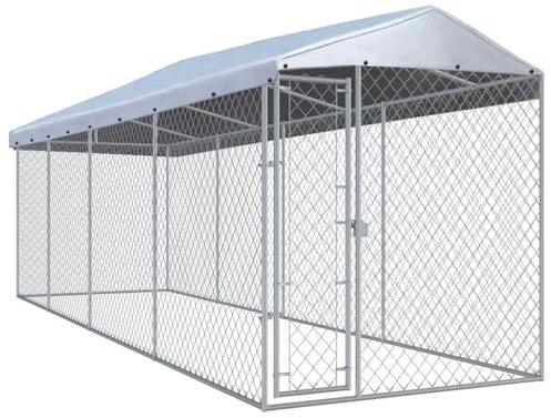 vidaXL Outdoor Hundezwinger mit Überdachung 760x190x225 cm Hundehütte Hundekäfig