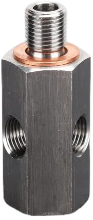 KIMISS 1/8in Edelstahl NPT Öldrucksensor T-Stück auf M10 10x1.0 Stecker Adapter Turbo Supply Feed Line Gauge Silber