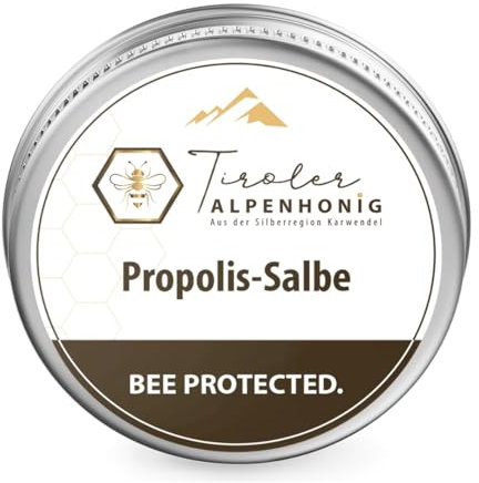 Propolis Salbe mit Bienenwachs, Olivenöl, Propolis Tinktur und Sheabutter. Salbe (40g) von Tiroler Alpenhonig hergestellt in den Tiroler Bergen.