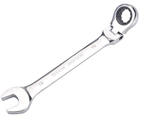 通用 FLZOSPER 18mm Metric Flex-Head Gear Wrench,Box End Head 72-Tooth Ratcheting Combination Wrench Spanner