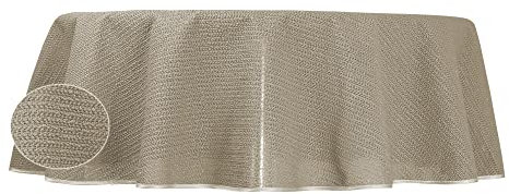 Gartentischdecke Outdoor 140 cm rund Beige wetterfest wasserabweisend rutschfest abwischbar PVC Weichschaum Tischdecke für Garten Balkon Camping