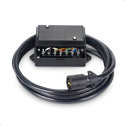 Cable Matters 7-Way Trailer Wire Harness 10ft with Junction Box for Trailer in Black - Inline Trailer Cord with 7-Gang Junction Box and 10 Feet Trailer Plug