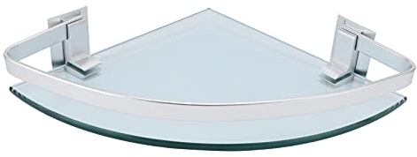 Alvinlite Mensola ad Angolo in Vetro per Bagno Mensola a Parete Triangolare per Doccia Mensola ad Angolo per Doccia in Vetro temperato e Alluminio mensola