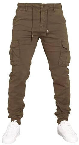 Toocool Pantalons pour Hommes, Pantalon Cargo en Coton pour Hommes, Pantalon avec Poches Latérales, Pantalons de Travail G6538
