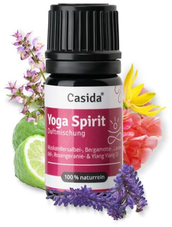 Casida Yoga Spirit Duftmischung ätherische Öle mit Lavendelöl, Bergamotteöl, Muskatellersalbei-, Rosengeranie- und Ylang Ylang Öl - Ideal für Yoga & Meditation - 5 ml - Aus der Apotheke