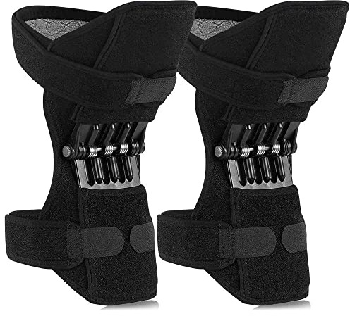 GenouillèRe Avec Ressort 2 PièCes,GenouillèRe De Soutien Articulaire à Ressort Stabilisateur De Genou,Genou éLectrique,Pour Les Jambes Faibles Vieille Jambe Froide EntraîNement Sportif Squat,3spring