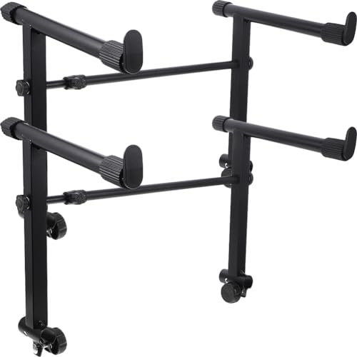 SEWACC 2 Sets Keyboard Stand, Universal Iron Keyboard Stand Metal Brackets 2 Tier Heightening Bracket for Digital Electronic Piano