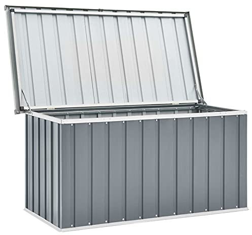 Festnight Baule da Esterno, Cassapanca Contenitore da Esterno, Baule Esterno Impermeabile, Grigio 129x67x65 cm