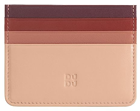 DuDu Porta carte di credito colorato in pelle Nappa 6 tasche Rosa cipria