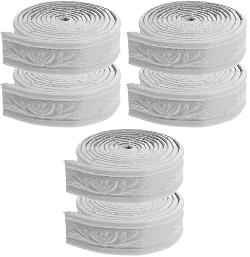 ULTECHNOVO 6 Rollen Sockelleisten für Fliesen, Kantenschnitt, Abziehen und Aufkleben des Spiegelrahmens, Blumenkitt, 3D-Rand, dekorativer Schaumstoff, Decke