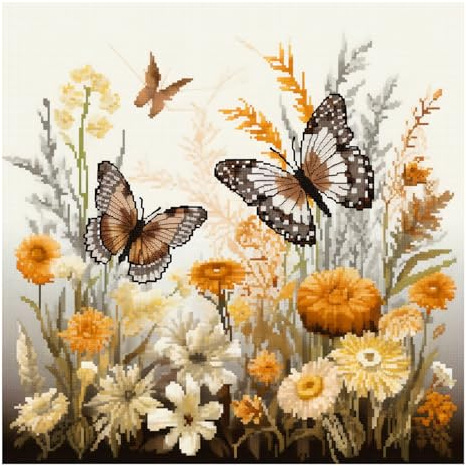 cukol cukol Kit Punto Croce Farfalle, Schemi Quadri Set Ricamo Punto Croce Kit da Ricamare Principianti Starter Prestampato Stampato Completo Bambini Cross Stitch Embroidery Animali Ricami 36 x 36 cm