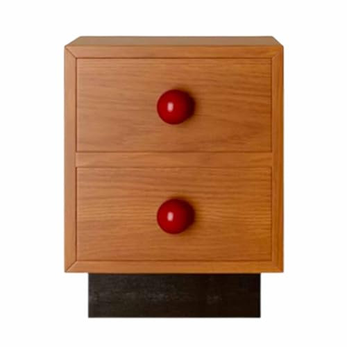 Rectangular Mesita de noche de estilo japonés, armario de almacenamiento con doble cajón Vintage para dormitorio, sala de estar, sofá, aparador Netflix, Color madera de cerezo Mesita de noche delgada