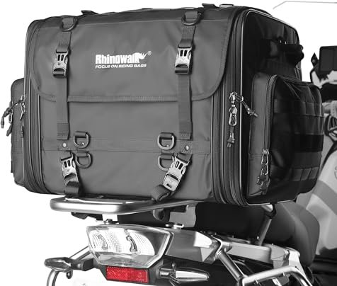 Rhinowalk - Borsa posteriore per moto, impermeabile, per tutte le stagioni, borsa per portabagagli, borsa da viaggio, 80 l, colore nero