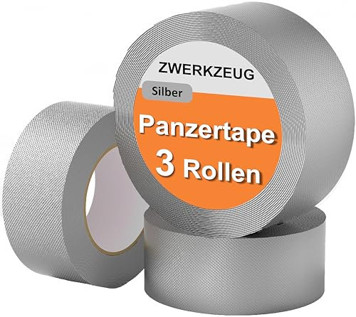 ZWERKZEUG Panzertape - 3 Rollen - Reparatur Klebeband - Gewebeband - extra stark - wasserfest - Gaffa Tape - power Duct Tape - Panzerband - in zwei Farben erhältlich - 48mm x 96m