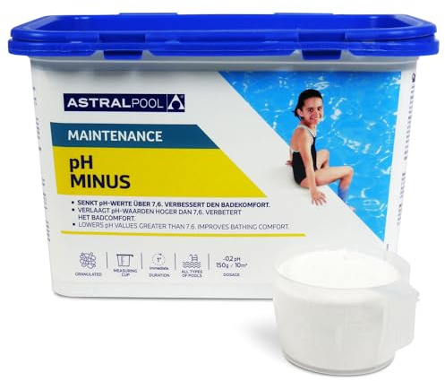 Astral Pool pH Minus Granulat 1,5 kg - Schnell wirkender pH-Senker für Pools und Whirlpools - Effektive Wasserpflege gegen Kalk und Hautreizungen