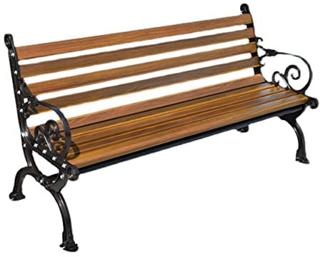 SORVA Parkbank, mit Rückenlehne, Sitzfläche aus Zinklegierung, Rahmen aus Aluminiumguss, wetterfest, geeignet für Außenterrasse, Rasen, Garten (Größe: 150 cm)