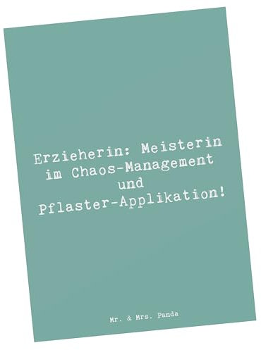 Mr. & Mrs. Panda Wanddeko Spruch Erzieherin Chaos-Management - Geschenk, Lernen, Einladung, Beruf, Geburtstagsgrüße, Berufspassion, Bildung, postkarten, Handgefertigt, Karten, Basteln, Berufe, Karte