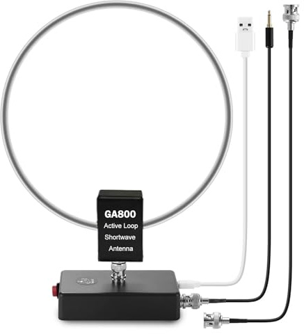 AURSINC GA800 Loop Antenna, Active Shortwave Radio Antenna con cavo BNC 10KHz-159MHz HF per radio Ham (Free of Tuning)