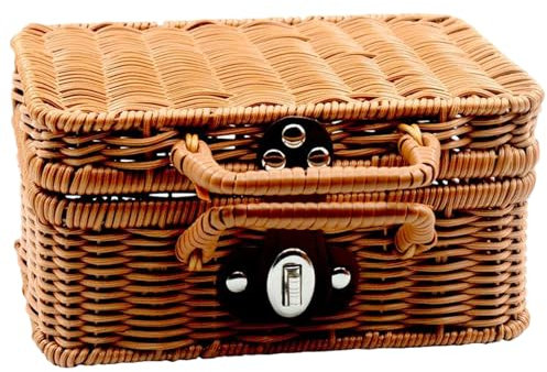 Kleiner Picknickkorb, traditioneller Picknickkorb 8.7x6.3x3.9, Aufbewahrungsboxen mit Deckel, Geschenkkorb, Picknick -Korb