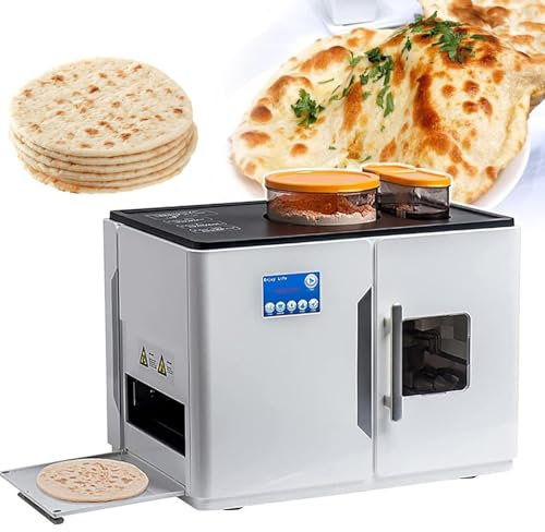 LSBHPPD 1800w Máquina Eléctrica Hacer Panqueques,Máquina Hacer Pan Plano Tortilla Y Panqueque,Inflada con 3 Capas Separadas,Tiempo Horneado Y Espesor Ajustables,para Chapati
