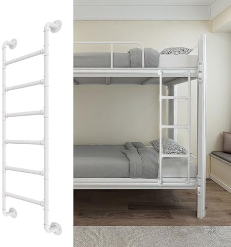 Etagenbett-Trittleiter aus Metall, für Kellerfenster, 3 8 Stufen, Einstiegsleiter für einfachen Ein- und Ausstieg, passend für Betten von 1,2 m bis 2,4 m, Weiß