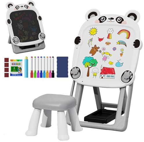 Kinderschreibtafel, magnetisches Zeichenbrett - Verstellbares, stehendes, doppelseitiges magnetisches Whiteboard,Magnetisches Whiteboard, faltbare Halterung, stehende Kunststaffelei für Kinder