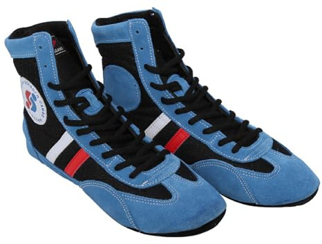 Zapatos Sambo - Botas de sambo para adultos y niños, suela suave, artes marciales europeas, zapatos de lucha de boxeo, zapatos de lucha de combate, entrenamiento de competición, unisex, Azul, 23.0 cm