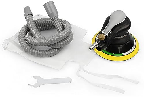 Sanfoelek 6'' A Random Orbital Sander Heavy Duty Pneumatic Palm Sander with Hose and Bag Polishing Grinding Sanding for Car Metal Wood Wax Metal Work