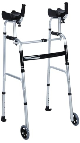 Makamsui Klappbarer Rollator mit Rädern, aufrechter Gehhilfe, für Senioren, robuste Plattform-Gehhilfe mit Armstütze für Senioren, Behinderte und Behinderte, unterstützt bis zu 136 kg, Schwarz