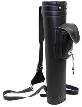 LXLAEOANG Bogenschießen Leder Schulter Rücken Köcher Rucksack Pfeilhalter Große Tasche Riemen Gürtel Aufbewahrungstasche for Schießen Für die Praxis im Freien für Erwachsene(Black)