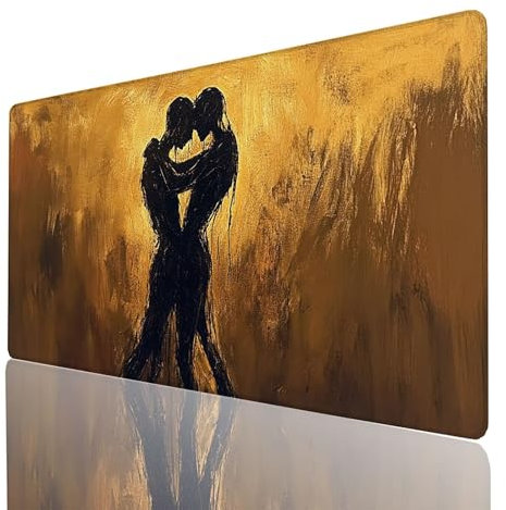 Tapis de Souris xxl 600x300x3mm, Grand Tapis Bureau Noir, Bords Cousus Antidérapant et Imperméable, Étreinte Mouse Pad Compatible Clavier Sans fil et Souris Sans Fil, Bureau Gaming Accessoire 5345-GYL