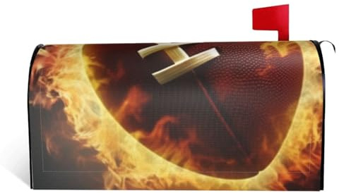 LHBWCVN Copertura magnetica per cassetta delle lettere di football americano fiammeggiante, copertura decorativa per cassetta delle lettere di benvenuto, decorazione per cassetta postale di benvenuto