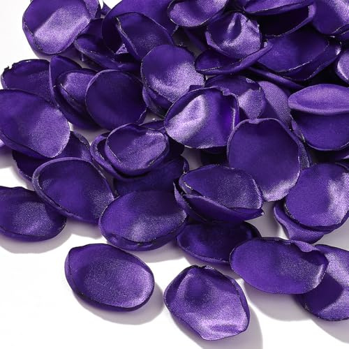 CNYMANY Lot de 200 pétales de rose violets en soie pour panier de mariage, pétales de rose violets en vrac pour allée, centres de table, décorations de fête prénuptiale, demande en mariage