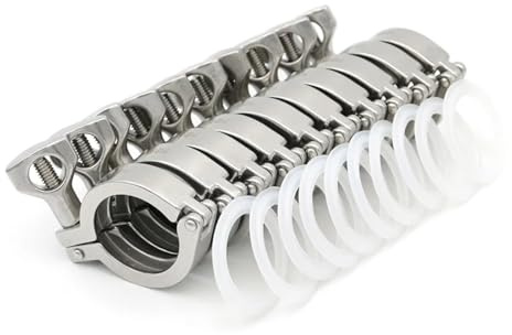 DUOCAI Tri Clamp Stainless Steel Sanitary 10Pcs 1.5/2/2.5/3/4 Tri Clamp Sanitary Pipe Fittings 25.4/50.5/64/106/119 Ferrule 304 Stainless Steel(3.5Inch x K106)