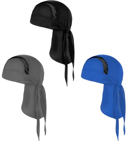 Pack de 3 Bandanas Sport Respirants – Casquette Bandana Homme pour Cyclisme & Moto | Séchage Rapide sous Casque | Anti-Transpiration & UV 50+ | Bandana Élastique Respirant pour Vélo, Randonnée