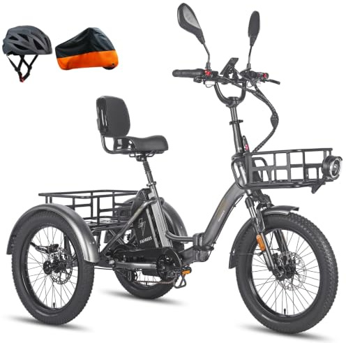 Fafrees F20 Mate Electric Bike Tricycle, 48V/23.45AH Battery, Folding Electric Cargo Trike for Adult Senior, Power Assist 120KM
