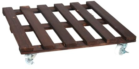 Bac de rangement en bois carbonisé résistant aux intempéries - Roulettes en métal à roulement lisse - Solution de rangement décorative en bois - Plateau de jardin multifonction avec roulettes