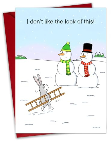 Twizler Lustige Weihnachtskarte – besorgter Schneemann – humorvolle Weihnachtskarte – innen unbeschriftet