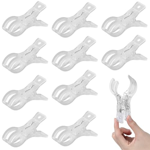 Culinavog 10 Grandes Toalla Playa Pinzas, Pinzas Grandes para de baño, Plástico Resistente y Fuertes para Sujetar Toallas, Clips Ropa sin Marcas para la Ropa Pesada y el Lavarse