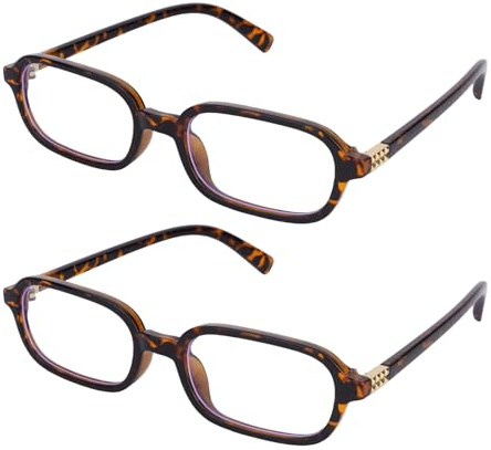 Goktvai 2pcs Lunettes Rectangulaires Anti-Lumière Bleue, Style Rétro Carré Petites et Étroites Style Années 90 pour Femmes Hommes avec Protection Contre La Lumière Bleue et Utilisation Sur Ordinateur