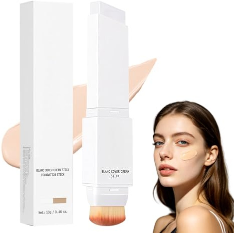 2 in1 Foundation Stick mit Pinsel, Color Changing Foundation Stick, Weiße Foundation Make Up, Gesichts-Make-up für alle Hauttypen Schminke, Natürliche Deckkraft Cntouring Stick