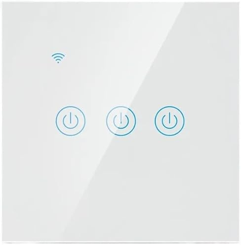 Kraslaw Smart Touch Lichtschalter 3-fach WiFi, Glas Front, Apple HomeKit kompatibel, ohne Neutralleiter (N), Sprachsteuerung Siri Alexa Google, Weiß (3 Knöpfe)