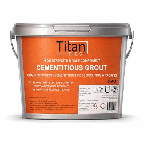 Titan Ties Cementitious Grout, High-Strength Polymer-Enhanced, Grey, 5KG