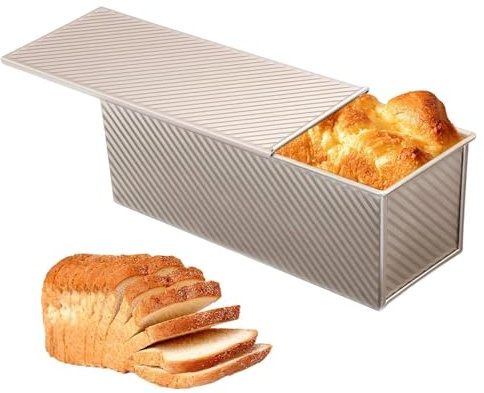 Genérico Molde Para Pan - Acero Al Carbono Corrugado Antiadherente De Fácil Liberación | Moldes Para Pan Sándwich Con Tapa | Para El Hogar Comedor Restaurante Panadería Café