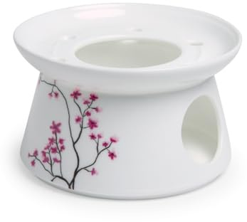 Stövchen Cherry Blossom Kirschblüten, weiß rosa, Porzellan, 8x12 cm, TeaLogic