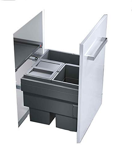Hailo Abfallsammler Auszug 3608311 | für 30cm Unterschrank | Cargo Synchro 1fach 30 Liter | Dunkelgrau (50er Schrank - 3fach)
