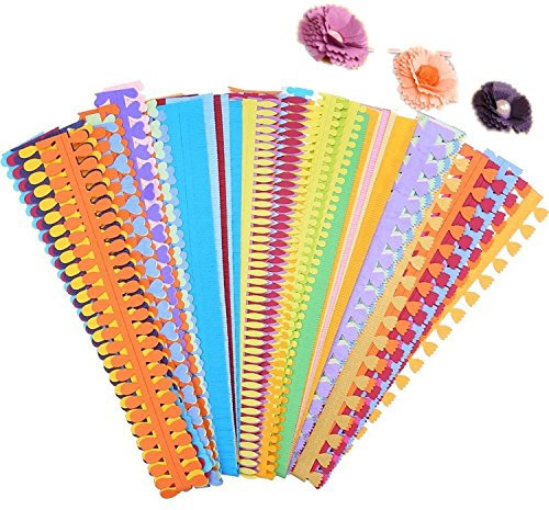 ODETOJOY 8 Patterns Flower Paper Quilling Strips Craft Make Paper Flowers Kit for Scrapbooking-40PCS