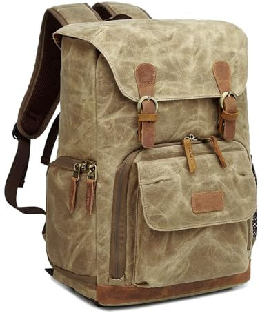 UBaymax Kamerarucksack mit Laptopfach,Spektiv DSLR Rucksack,Camera Backpack Canvas,Fotorucksack Vintage für Kamera Zubehör,Outdoor Fototasche für Kamera Sony Canon Nikon (Braun)
